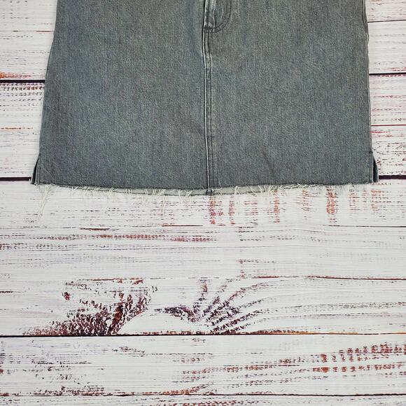 Lucky Brand Denim Mini Skirt Size 4 Gray High Rise Jean Frayed Raw Hem Festival - Picture 5 of 12